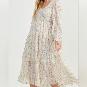 EUC Altar’d State Cream Floral Maxi Dress – Size S
